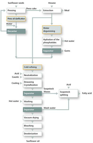 sunflower oil processing chart